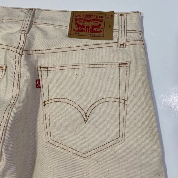 Vintage 90's Vintage Levi 501 Natural Beige Oatmeal Mens Size 36x30 *NOS* - Picture 4 of 6